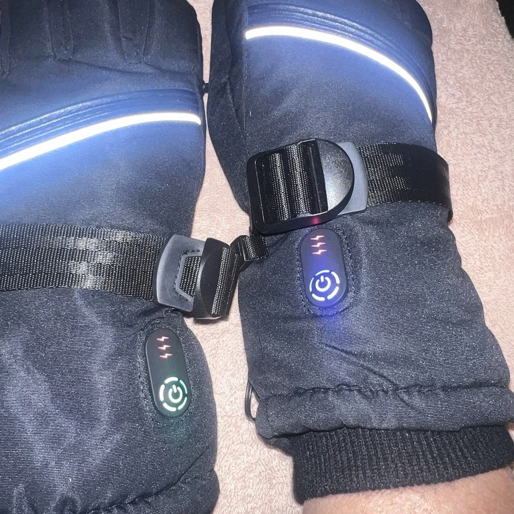 Heated Gloves Unisex w/Rechargeable Battery Waterproof Black Size Large Tested